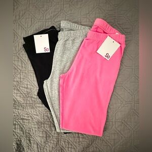 3 Brand New SO Girls Leggings - Pink Sz 12, Black Sz 12 & Gray Sparkle Sz 10/12